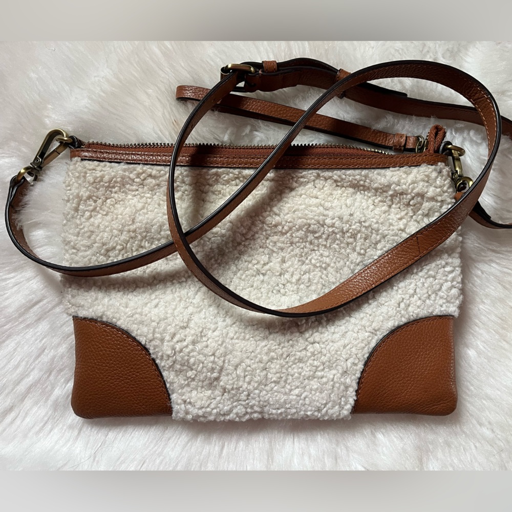 JJill Brown and Cream Shearling Crossbody Bag